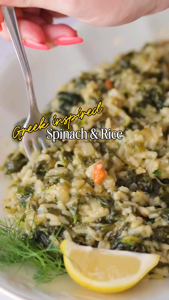 Greek inspired Spinach & Rice (Spanakorizo). A great way to use up leftover rice and make a delicious side dish!

What you need:
1 Onion
5 Spring onions
3 Cloves garlic
500g Spinach
2 Cups cooked rice
1 Lemon (zest & juice)
1 Cup vegetable stock
Small bunch fresh dill
Small bunch fresh mint
Small bunch fresh parsley
Salt and white pepper to taste
Good quality Olive Oil

What to do:
Follow the steps in the video. It’s really so simple to make but absolutely delicious. Enjoy!