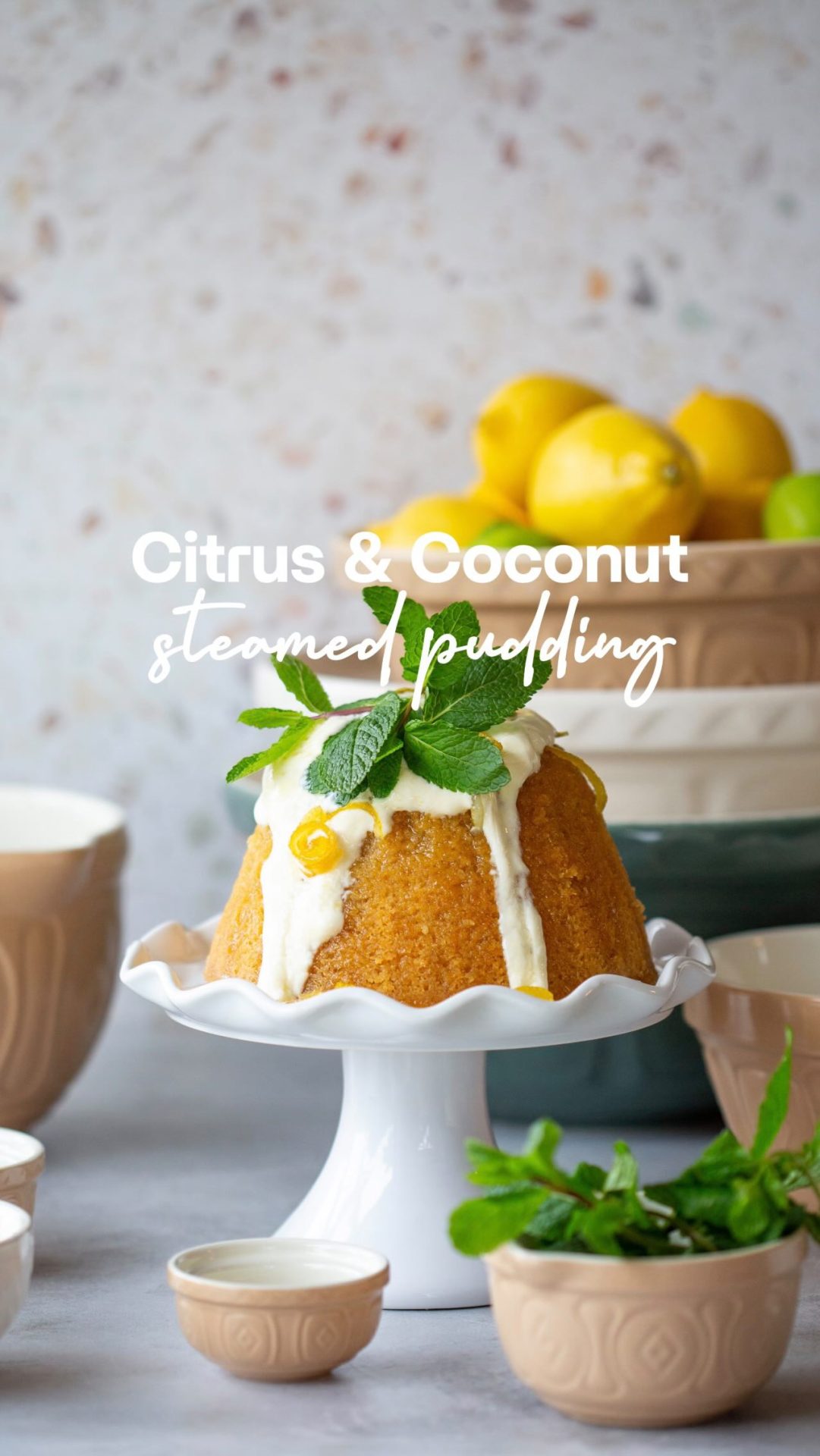 Stop scrolling if you’re still looking for dessert ideas for your Mother’s Day lunch! 

CITRUS & COCONUT STEAMED PUDDING 🍋🥥 

Light, fragrant, and perfectly zesty, it’s not too heavy, not overly sweet, just the perfect treat after a fulfilling meal. 

Here’s what you’ll need for this steamed pudding:

Ingredients:
170g Brown sugar
170g Butter
3 Eggs
50g Desiccated coconut
2 Tsp vanilla essence
2 Tbsp honey
1 Lemon, juice & zest
1 Lime, juice & zest
2 Tsp baking powder
170g Flour

Follow the steps in the video, then steam the pudding over medium heat for 2 hours.

For the citrus syrup:
1/2 Cup castor sugar
Juice of 1 lemon
Juice of 1 lime
1/2 Cup water

Bring to a boil stirring regularly. Add the rind of the lemon and the lime and cook until thickened.

Drench the pudding in the citrus syrup, serve with a dollop of sour cream and enjoy!

Have a lovely Mother’s Day tomorrow 💛🌼